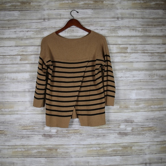 Loft Semi Open Back Black and Brown Stripes sz SM - Picture 5 of 7